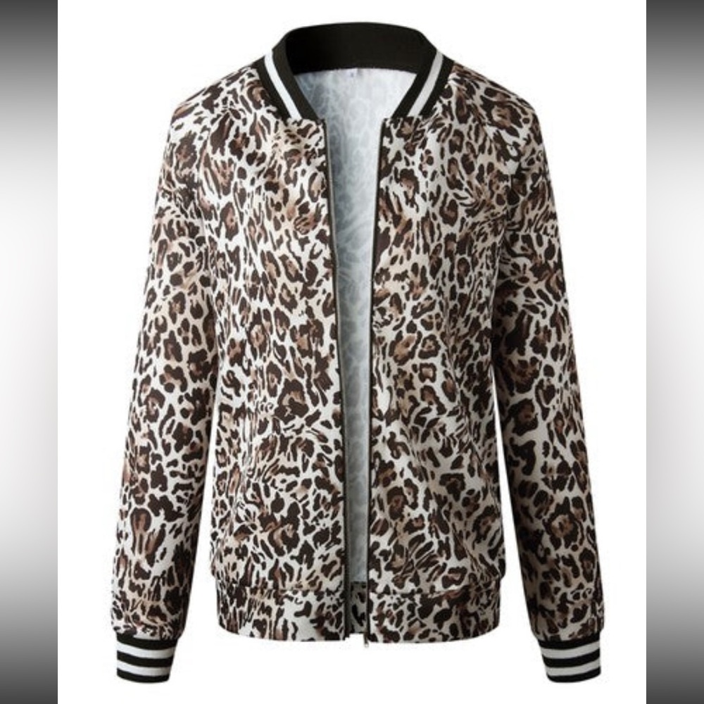 Leopard print bomber jacket NWT